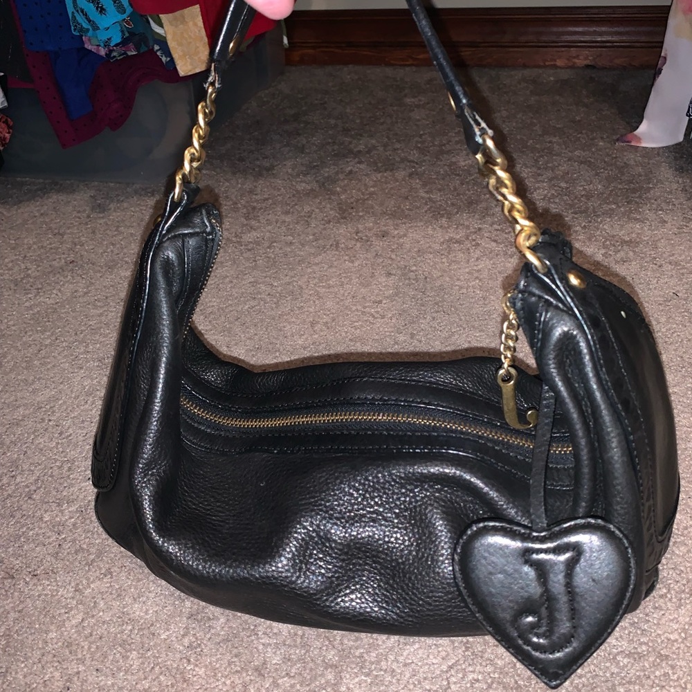 Juicy Couture black leather shoulder bag